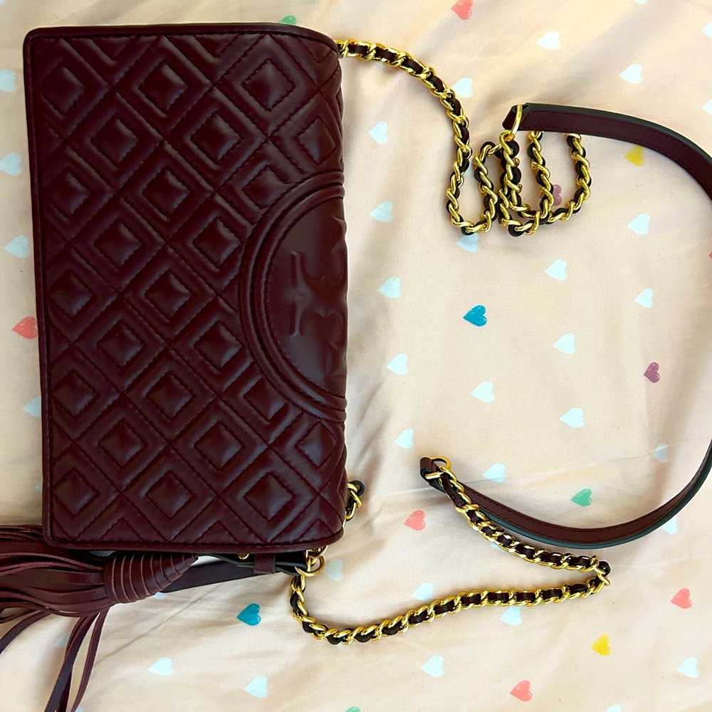 Burgundy Tory Burch crossbody
